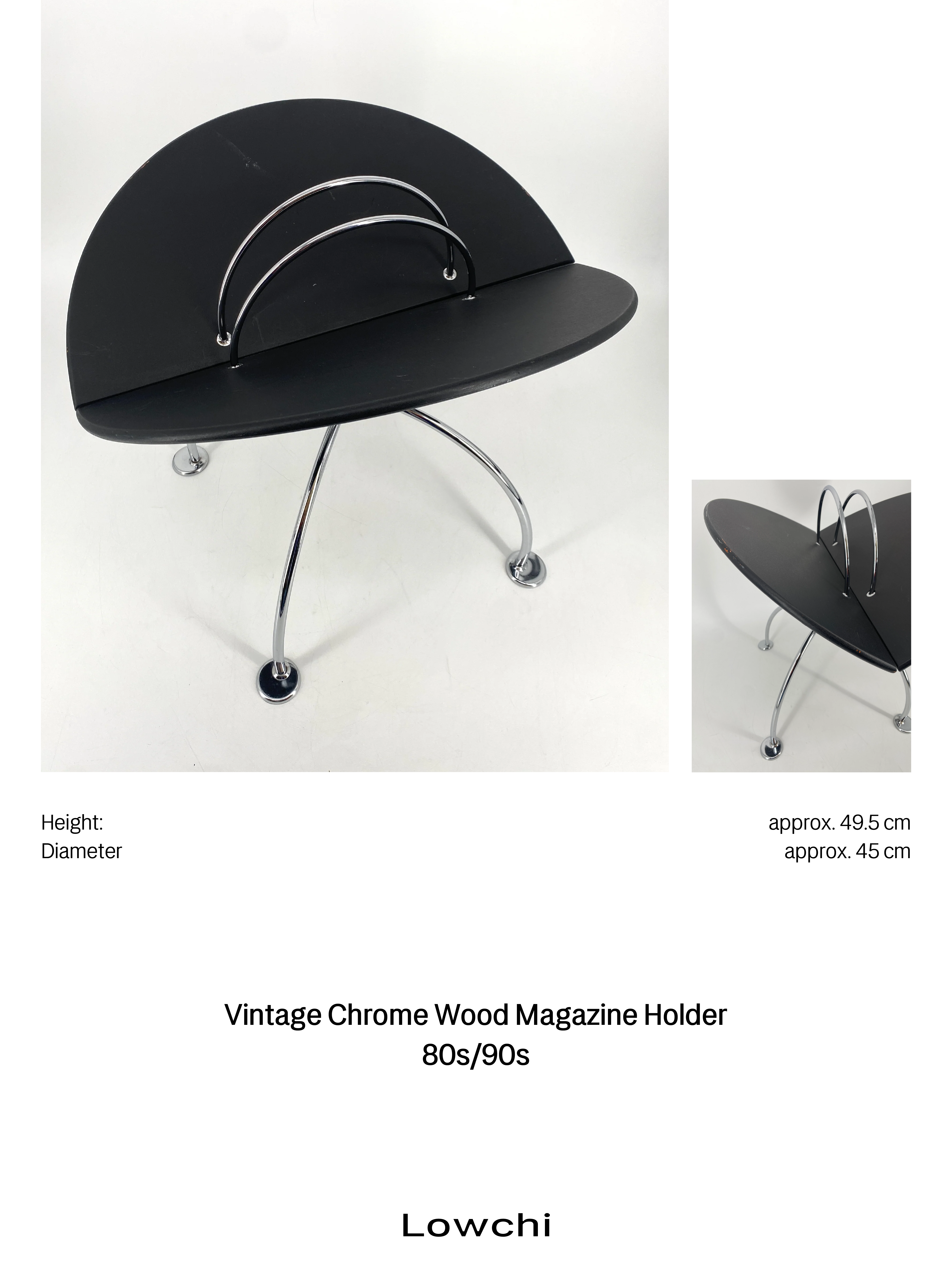 LOWCHI Home 011 chrome and wood magazine holder
